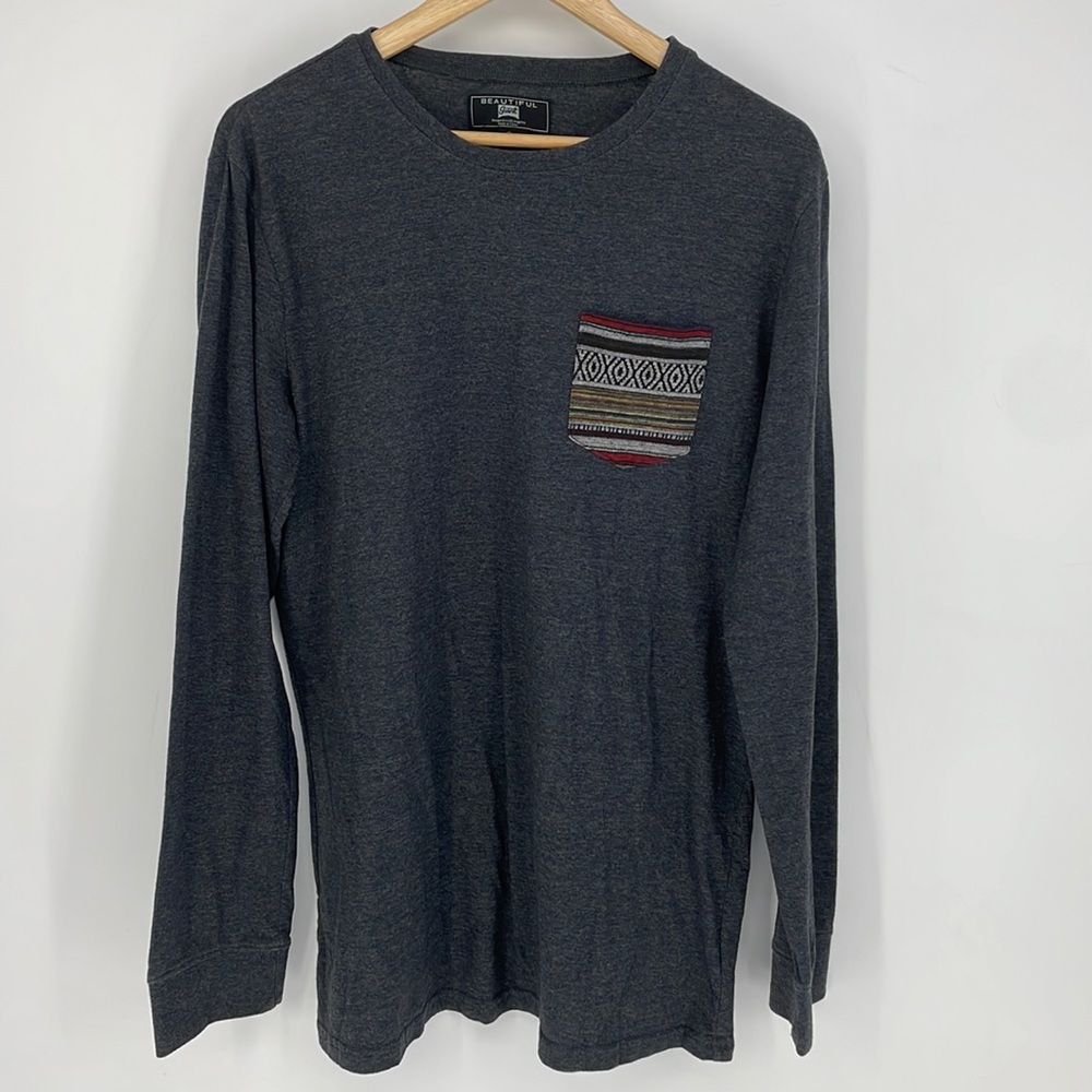 BEAUTIFUL GIANT casual long sleeve pocket tee shirt size LRG men's